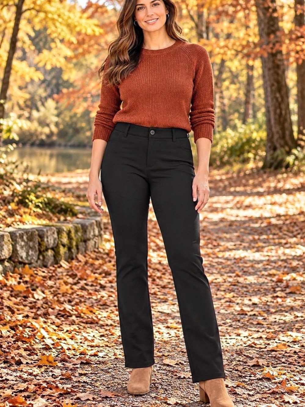 Betabrand Classic Dress Pant Yoga Pant Bootcut Straight Leg Black Large